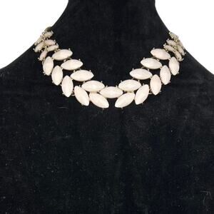 Creamy White Statement Necklace 20" Long 1.5" Wide